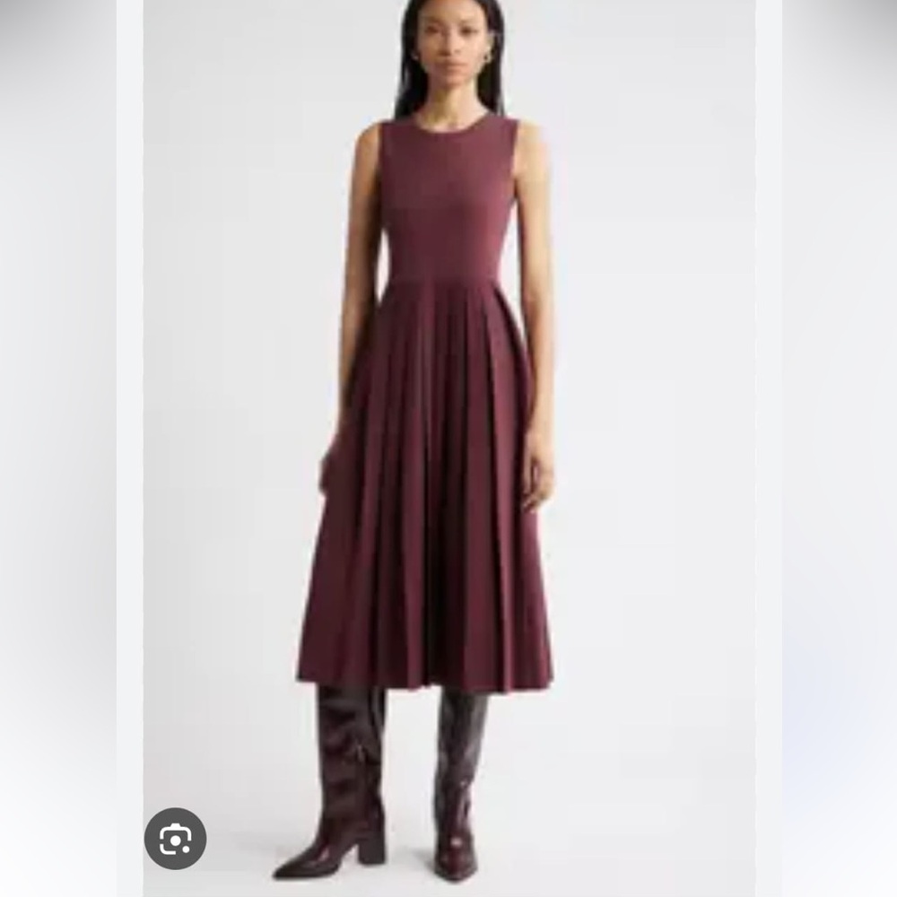 Nordstrom Burgundy Sleeveless Pleated Sweater Midi Dress